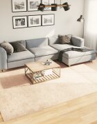 vidaXL Килим HUARTE с къс косъм мек и миещ се бежов 240x340 см