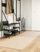 vidaXL Килим HUARTE с къс косъм мек и миещ се бежов 80x250 см