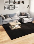 vidaXL Килим HUARTE с къс косъм мек и миещ се черен 240x240 см