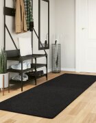 vidaXL Килим HUARTE с къс косъм мек и миещ се черен 80x250 см