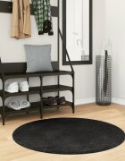 vidaXL Килим HUARTE с къс косъм мек и миещ се черен Ø 100 см