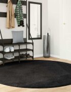 vidaXL Килим HUARTE с къс косъм мек и миещ се черен Ø 200 см