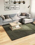 vidaXL Килим HUARTE с къс косъм мек и миещ се горско зелен 240x240см