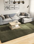 vidaXL Килим HUARTE с къс косъм мек и миещ се горско зелен 240x340см