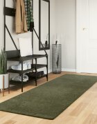 vidaXL Килим HUARTE с къс косъм мек и миещ се горско зелен 80x250 см