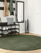 vidaXL Килим HUARTE с къс косъм мек и миещ се горско зелен Ø 200 см