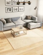 vidaXL Килим HUARTE с къс косъм мек и миещ се кремав 240x240 см