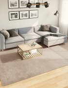 vidaXL Килим HUARTE с къс косъм мек и миещ се пясъчен 240x340 см