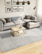 vidaXL Килим HUARTE с къс косъм мек и миещ се сив 240x340 см