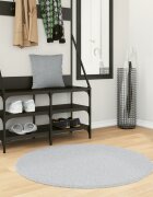 vidaXL Килим HUARTE с къс косъм мек и миещ се сив Ø 100 см