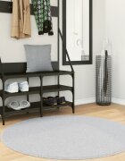 vidaXL Килим HUARTE с къс косъм мек и миещ се сив Ø 120 см