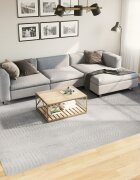 vidaXL Килим IZA с къс косъм скандинавски вид сив 240x340 см