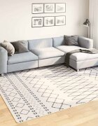 vidaXL Килим миещ се 190x300 см черно и бяло