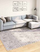 vidaXL Килим миещ се 190x300 см сив и бял
