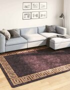 vidaXL Килим миещ се черно и златно 190x300 см