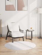 vidaXL Килим миещ се φ120 см черно и бяло