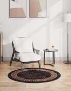 vidaXL Килим миещ се φ120 см черно и златно