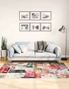 vidaXL Килим миещ се пачуърк 120x180 см пъстър