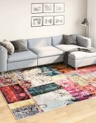vidaXL Килим миещ се пачуърк 190x300 см пъстър
