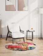 vidaXL Килим миещ се пачуърк φ120 см пъстър
