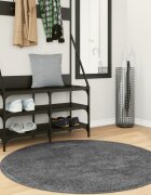 vidaXL Килим OVIEDO с къс косъм антрацит Ø 120 см