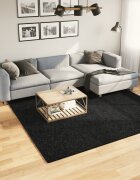 vidaXL Килим OVIEDO с къс косъм черен 240x240 см