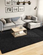 vidaXL Килим OVIEDO с къс косъм черен 240x340 см