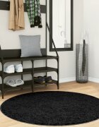 vidaXL Килим OVIEDO с къс косъм черен Ø 120 см