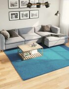vidaXL Килим OVIEDO с къс косъм тюркоаз 240x240 см