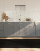 vidaXL Килим правоъгълен черен 100x300 см бамбук