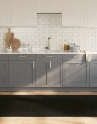 vidaXL Килим правоъгълен черен 100x500 см бамбук