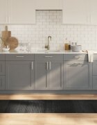 vidaXL Килим правоъгълен сив 60x500 см бамбук