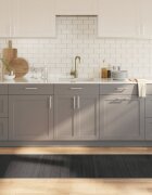 vidaXL Килим правоъгълен сив 70x300 см бамбук