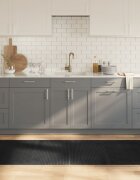 vidaXL Килим правоъгълен сив 80x200 см бамбук