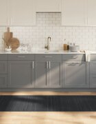 vidaXL Килим правоъгълен сив 80x300 см бамбук