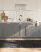 vidaXL Килим правоъгълен сив 80x300 см бамбук