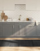 vidaXL Килим правоъгълен сив 80x400 см бамбук