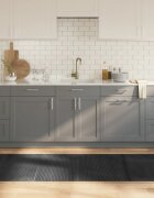 vidaXL Килим правоъгълен сив 80x500 см бамбук