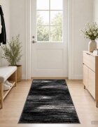 vidaXL Килим с пътека FLORNES Тъкан Черно 67 x 150 cm ПП 7 mm