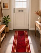 vidaXL Килим с пътека FLORNES Тъкан Червено 100 x 350 cm ПП 7 mm