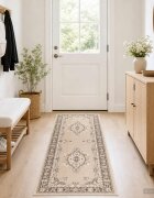 vidaXL Килим с пътека FLORNES Тъкан Екру 100 x 400 cm ПП 7 mm