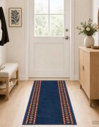 vidaXL Килим с пътека FLORNES Тъкан Синьо 100 x 450 cm ПП 7 mm