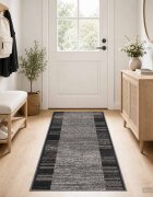 vidaXL Килим с пътека FLORNES Тъкан Сиво 100 x 450 cm ПП 7 mm