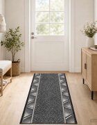 vidaXL Килим с пътека FLORNES Тъкан Сиво 80 x 400 cm ПП 7 mm