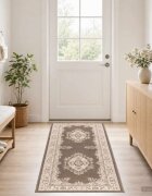 vidaXL Килим с пътека FLORNES Тъкан Таупе 67 x 200 cm ПП 7 mm
