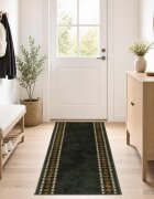 vidaXL Килим с пътека FLORNES Тъкан Зелено 100 x 450 cm ПП 7 mm