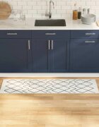vidaXL Килим за кухня Бяло 150 x 45 см Кадифе
