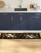 vidaXL Килим за кухня Черно 150 x 45 см Кадифе