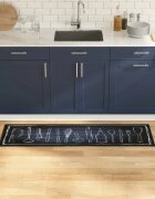 vidaXL Килим за кухня Черно 150 x 45 см Кадифе