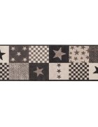 vidaXL Килим за кухня сиви звезди 180 x 60 cm 100% Полиамид Пере се